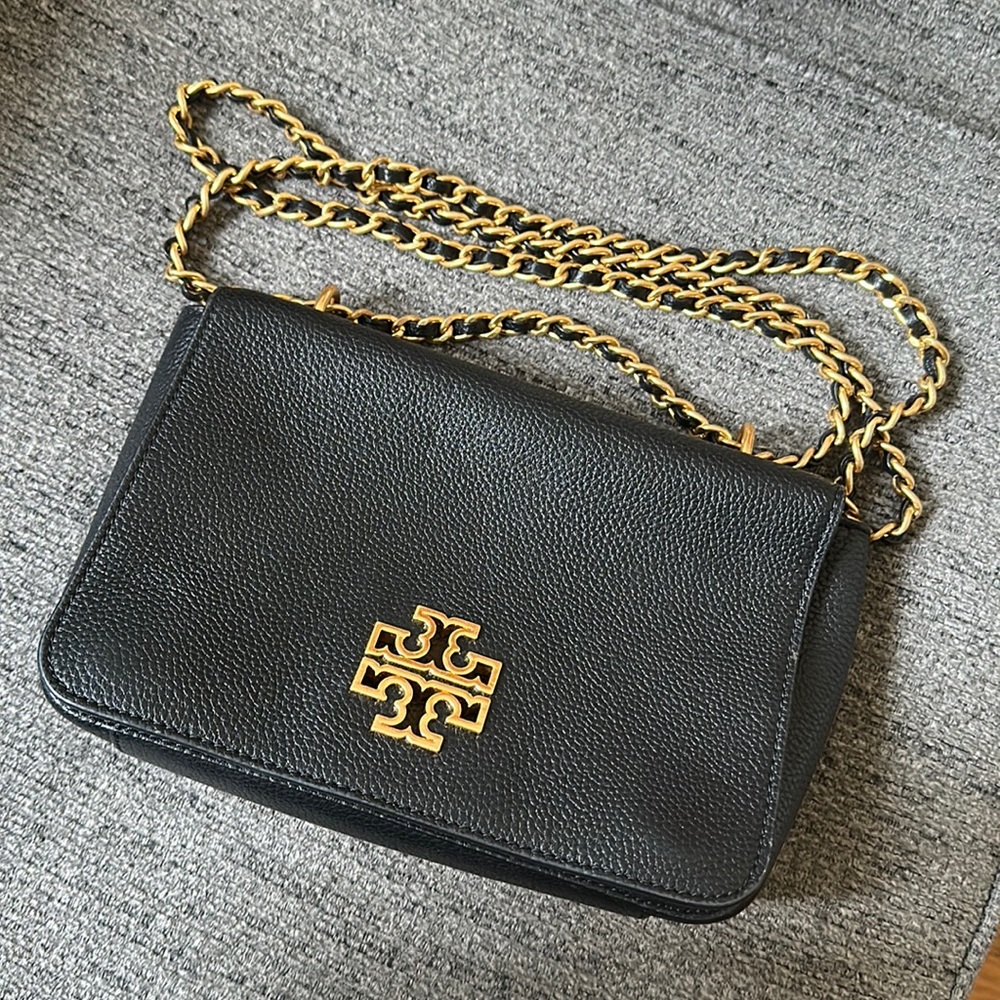 Black Tory Burch crossbody bag with gold detail